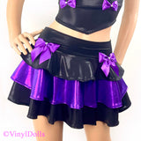 Black Purple Shiny Layered Skirt