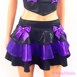 Black Purple Shiny Layered Skirt