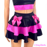 Black Pink Shiny Layered Skirt