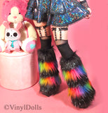 Striped Sparkle Black Rainbow Fluffies