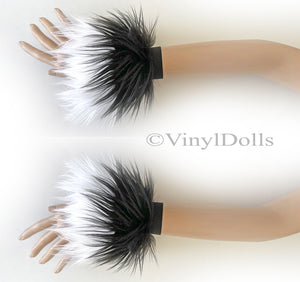 Black White Furry Wrist Cuffs