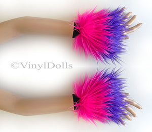 Pink Purple Furry Wrist Cuffs