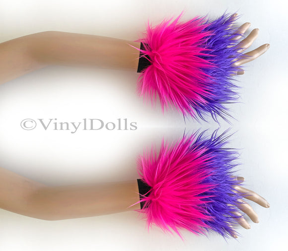 Pink Purple Furry Wrist Cuffs